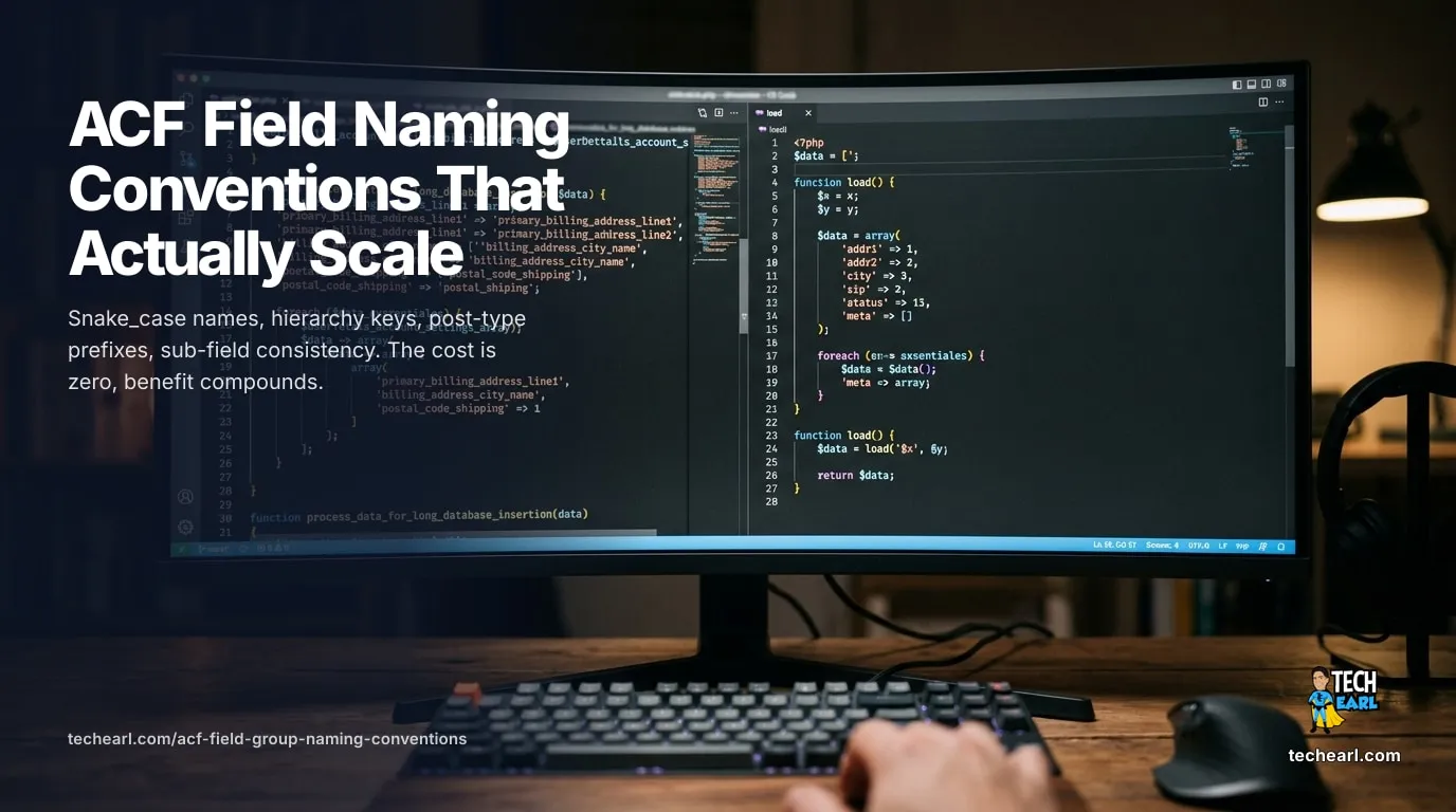 ACF Field Naming Conventions That Actually Scale (2026) Naming conventions for ACF field groups, field names, and field keys that keep a multi-year codebase navigable. Real patterns from directory-scale work.