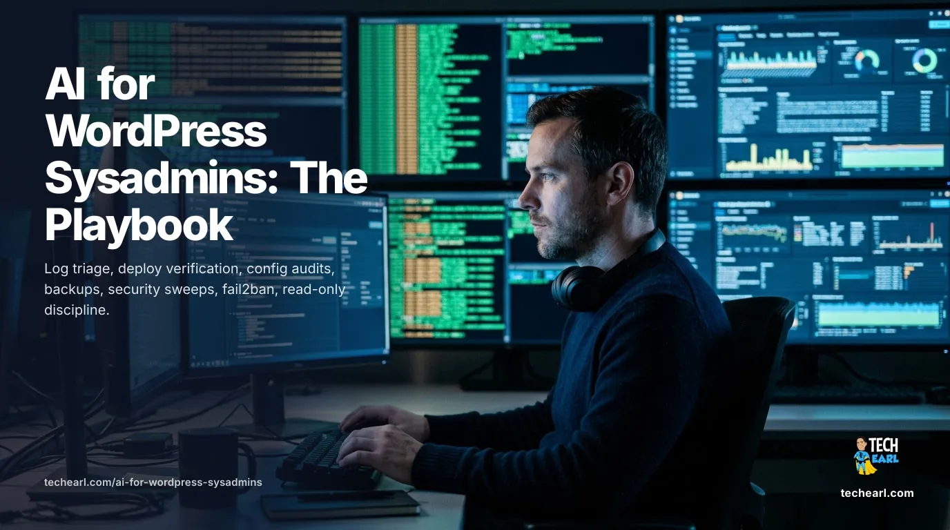 AI for WordPress Sysadmins: The 2026 Playbook Sysadmin-role playbook for AI on WordPress infrastructure: log triage, deploy verification, config audits, backups, security, fail2ban, read-only discipline.
