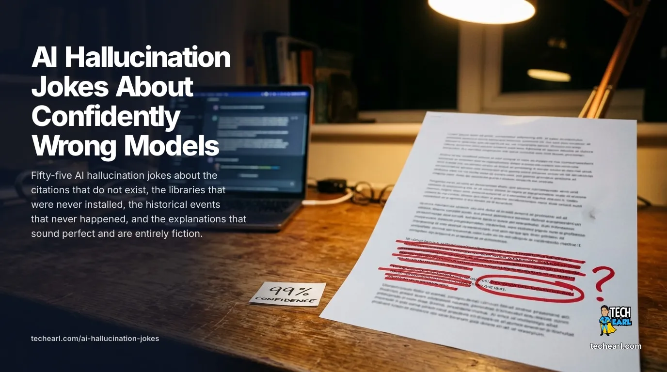 55 AI Hallucination Jokes About Confidently Wrong Models Fifty-five AI hallucination jokes covering imaginary citations, libraries that were never installed, historical events that never happened, and explanations that sound perfect and are entirely fiction.