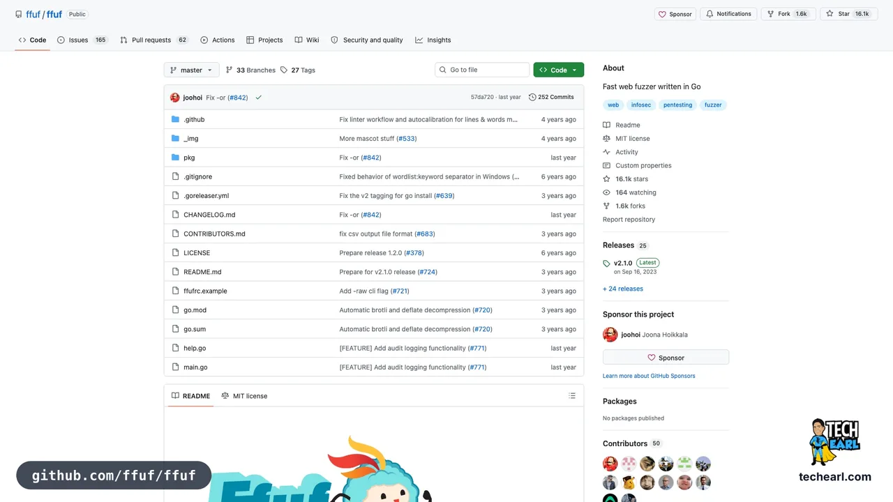 github.com/ffuf/ffuf, the GitHub repository for ffuf, the fast web fuzzer used for endpoint discovery