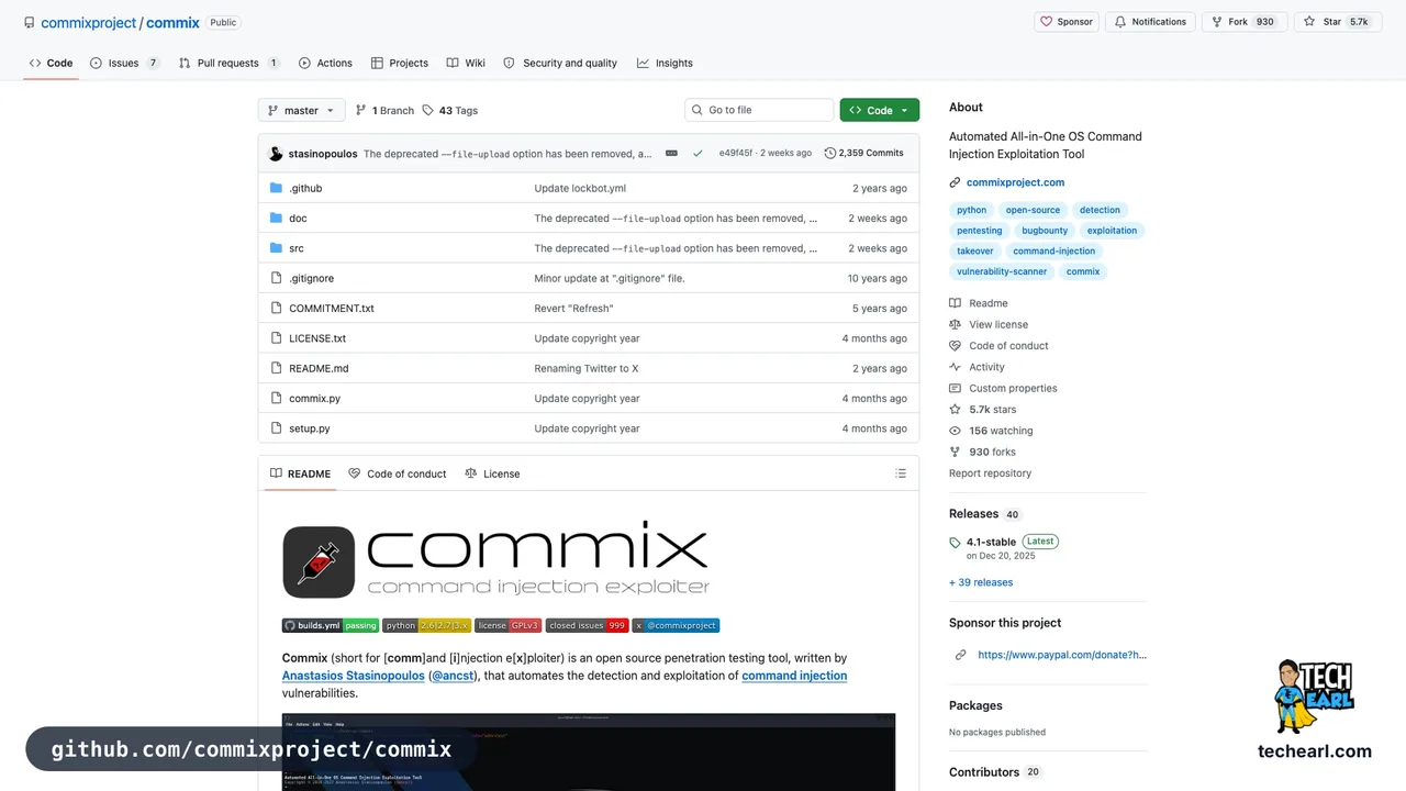 github.com/commixproject/commix, the GitHub repository for commix, the canonical OS command injection automation tool