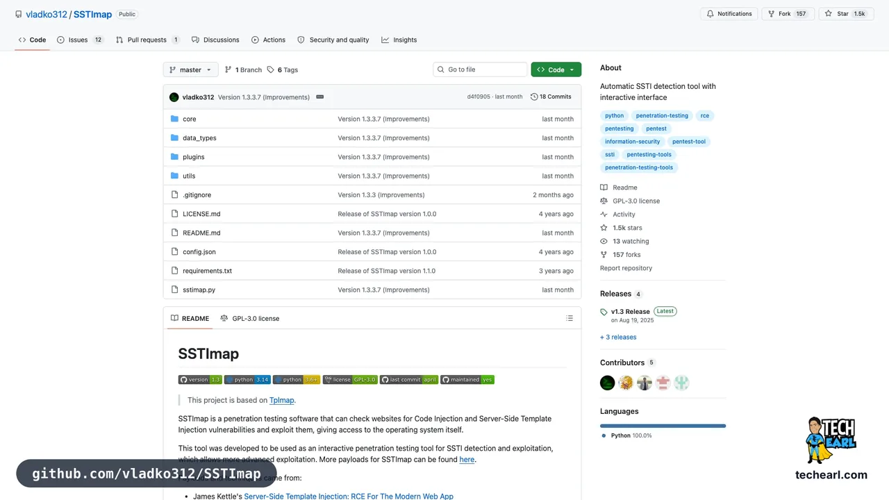github.com/vladko312/SSTImap, the GitHub repository for SSTImap, the actively maintained SSTI exploitation tool