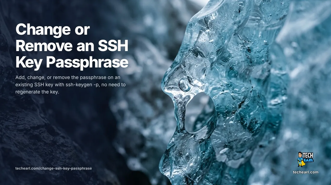 Add, change, or remove the passphrase on an existing SSH private key with ssh-keygen -p, without regenerating the key.