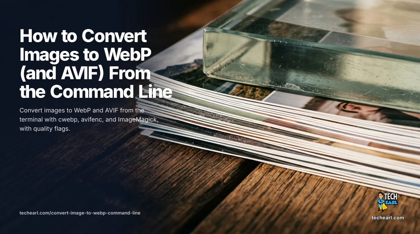 Convert Images to WebP and AVIF From the Command Line Convert JPG, PNG, and animated GIF to WebP from the command line with cwebp and gif2webp, batch a folder, and use AVIF via avifenc for smaller files.