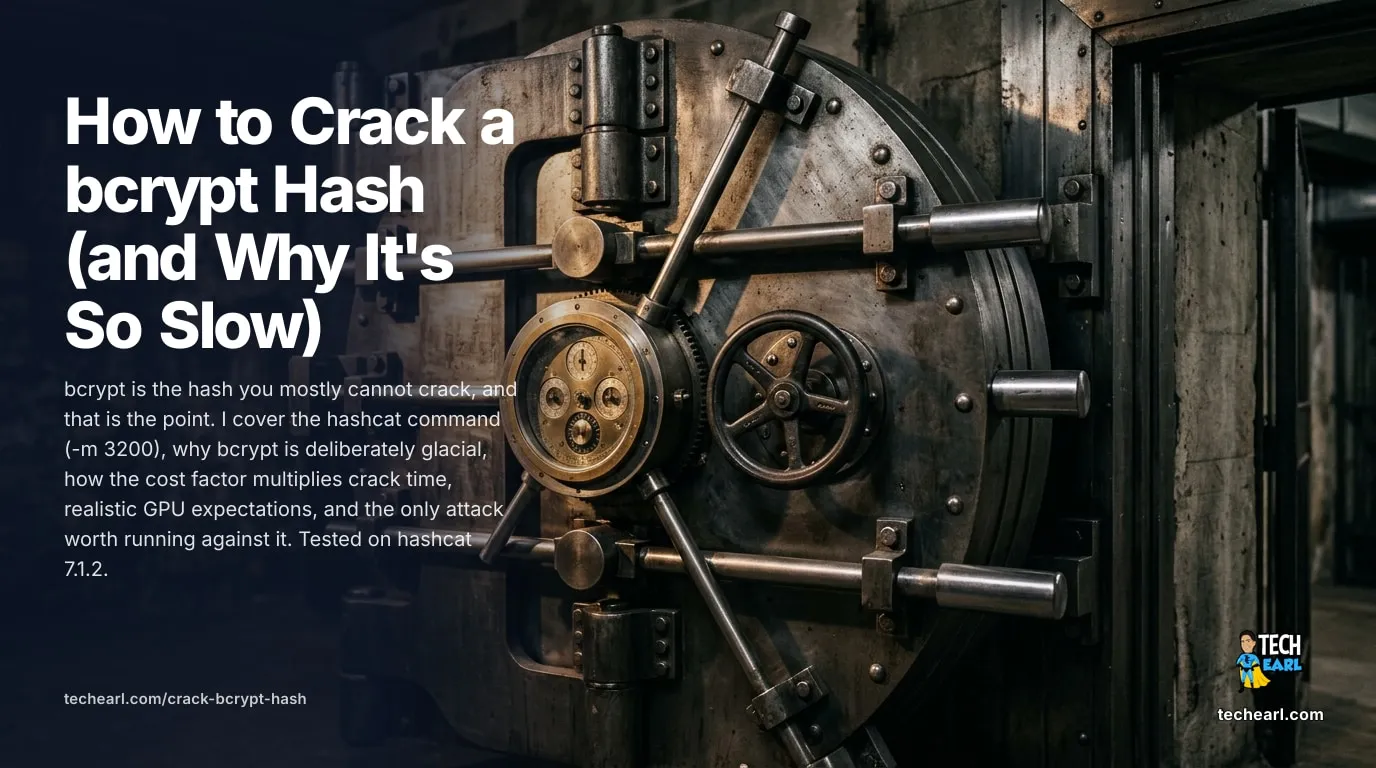 Crack bcrypt with hashcat -m 3200, understand why it is thousands of times slower than MD5, what the cost factor does to crack time, and the only attack that makes sense.