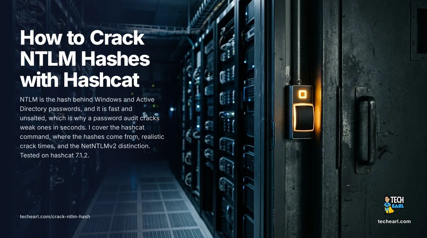 How to Crack NTLM Hashes with Hashcat (-m 1000) Where Windows NTLM hashes come from, why they fall fast, the optimal hashcat attack (-m 1000), realistic crack times on modern GPUs, and how NTLM differs from NetNTLMv2.