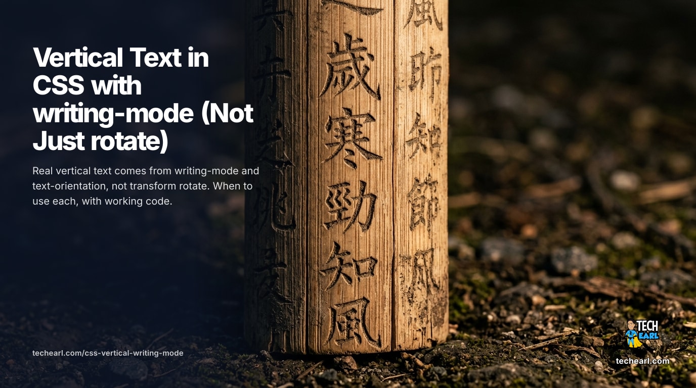 Vertical Text in CSS with writing-mode (Not Just rotate)