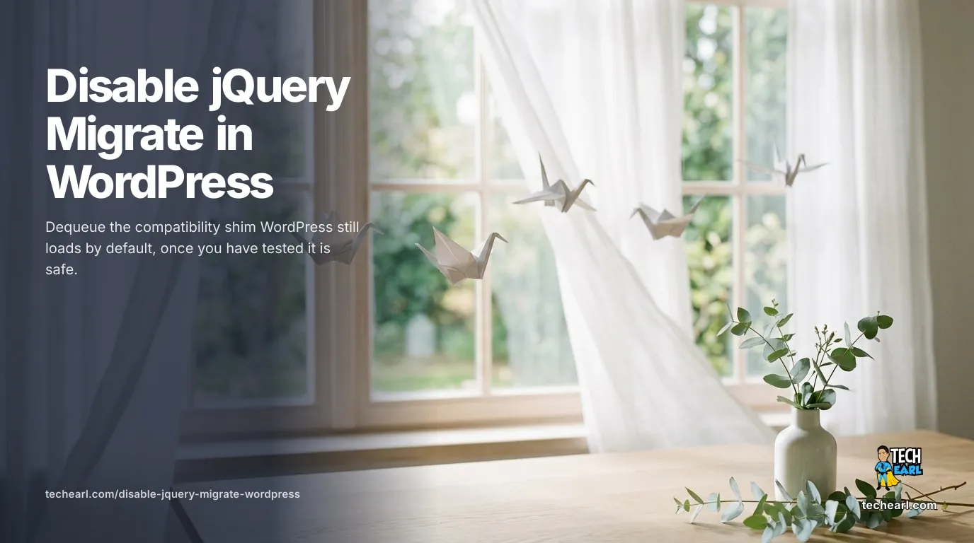 Disable jQuery Migrate in WordPress How to disable jQuery Migrate in WordPress: a wp_default_scripts snippet that removes the jquery-migrate dependency on the front end while keeping it in the admin, with the JQMIGRATE console-warning test that confirms it is safe.