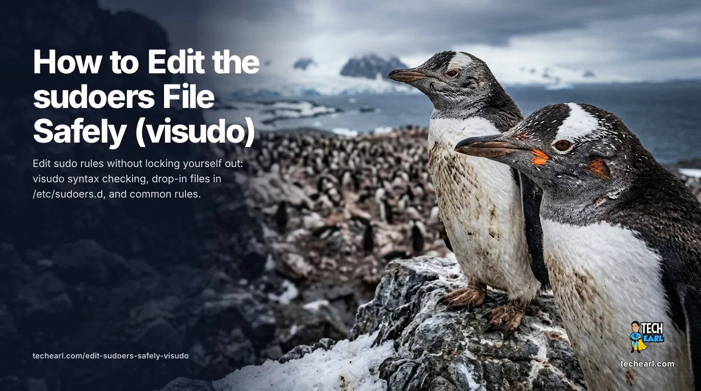 Edit the sudoers file safely with visudo, which syntax-checks before saving, plus drop-in files in /etc/sudoers.d and common rules.