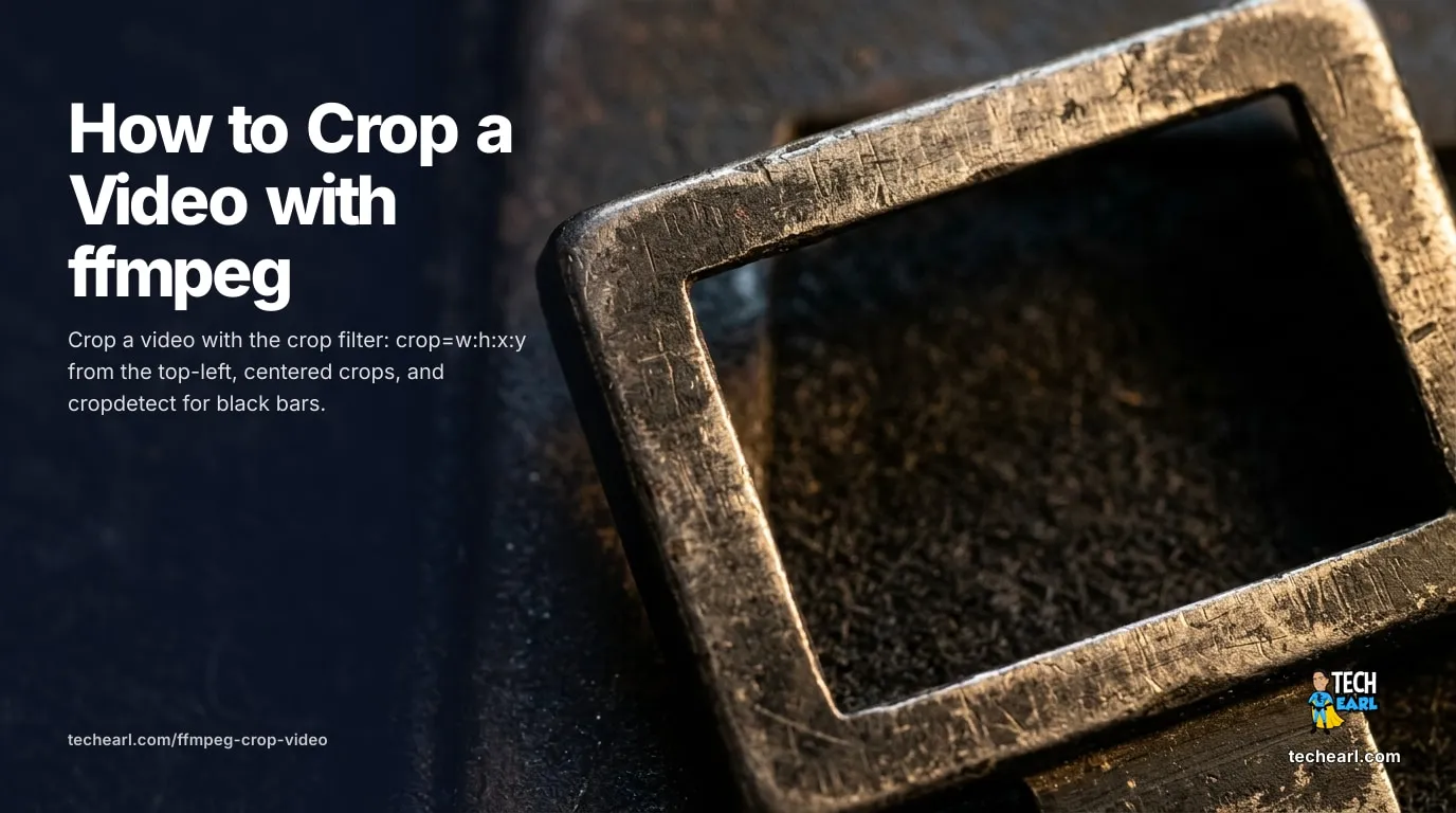 How to Crop a Video with ffmpeg Crop a video with ffmpeg using the crop filter: width:height:x:y from the top-left origin, centered and square crops with in_w/in_h, and cropdetect for black bars.