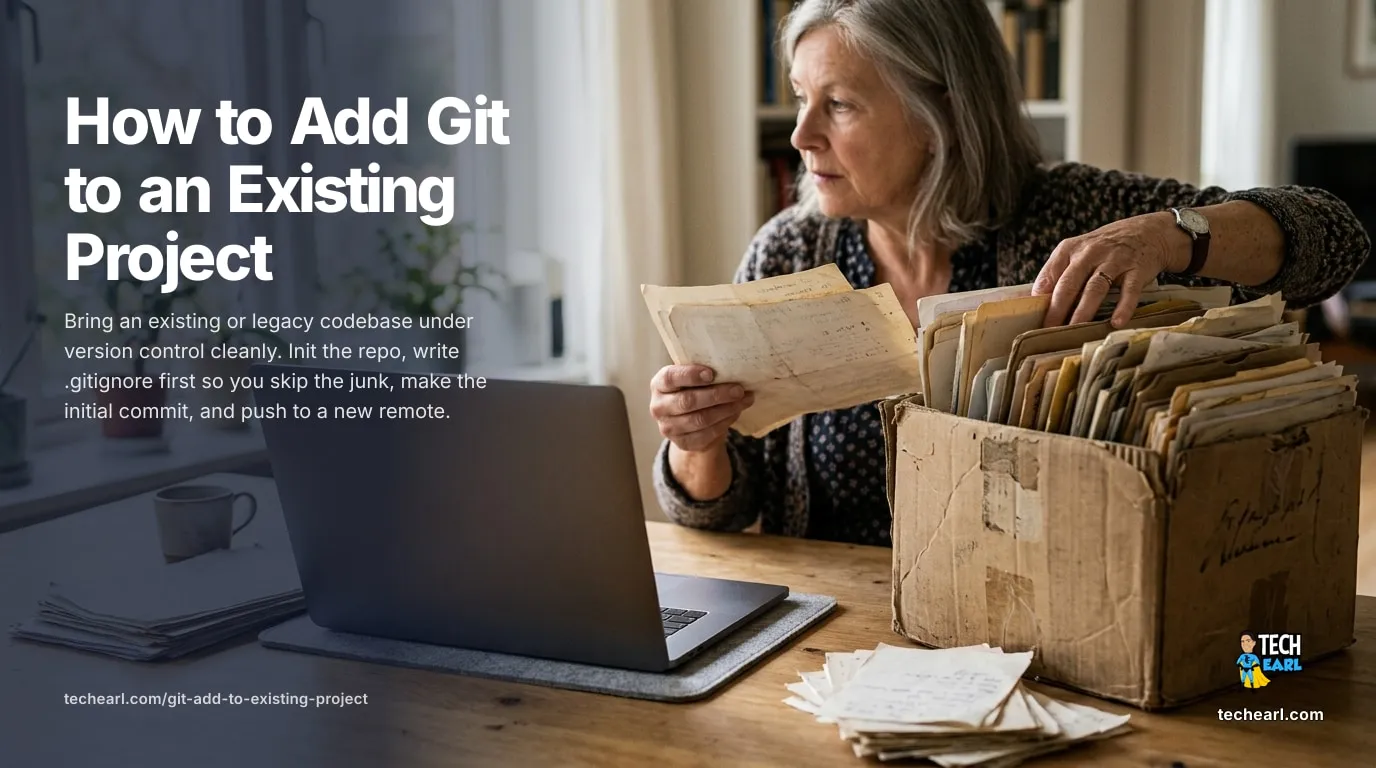 Adding Git version control to an existing project folder with git init, gitignore, and an initial commit