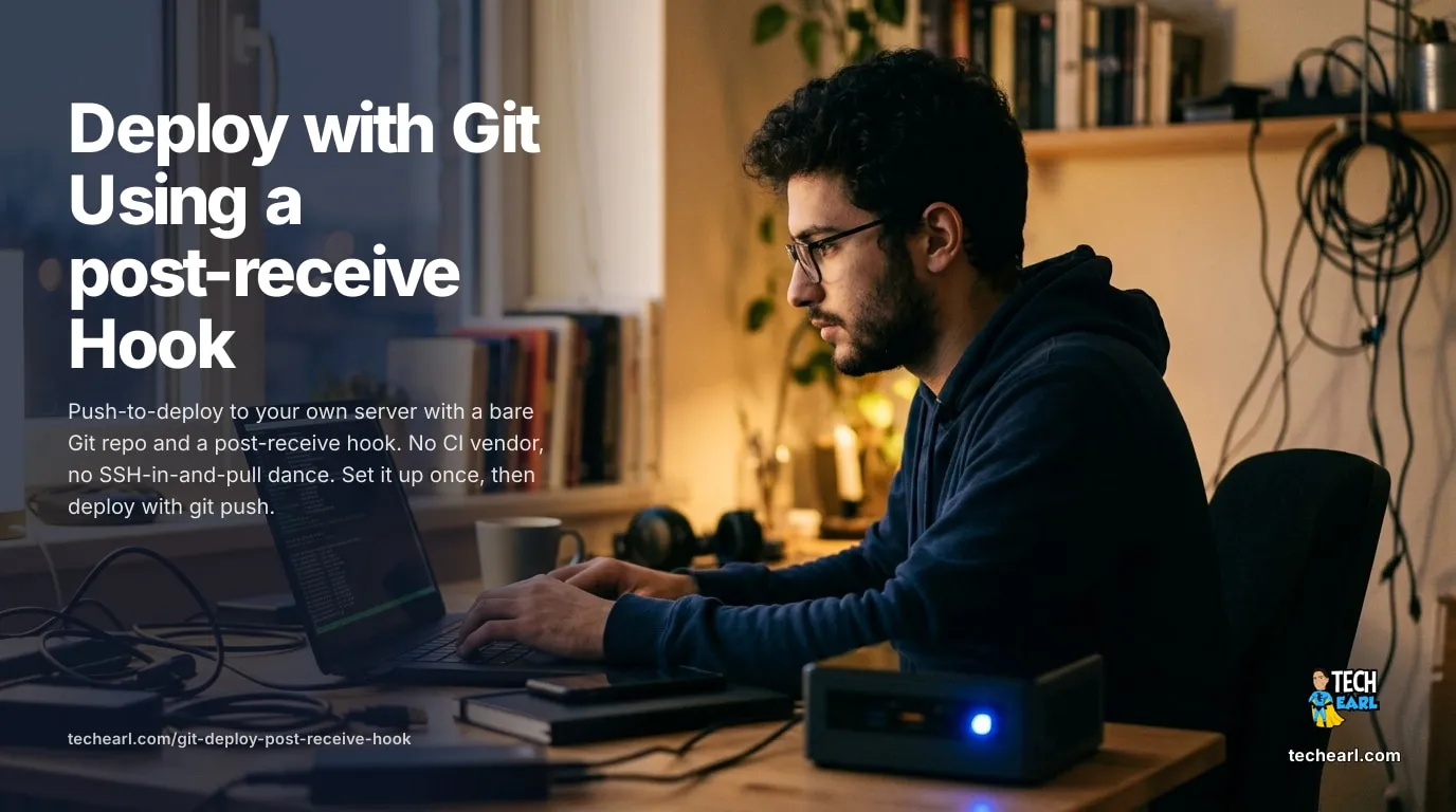 Deploy with Git Using a post-receive Hook Setting up a Git post-receive hook to deploy to your own server with a bare repo and git push
