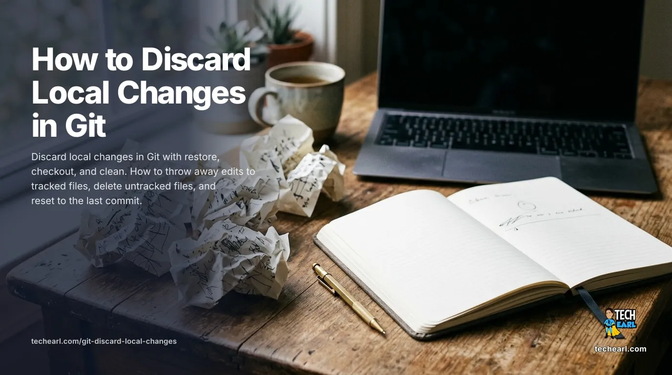 How to discard local changes in Git with git restore, git checkout, and git clean to reset your working tree to the last commit.
