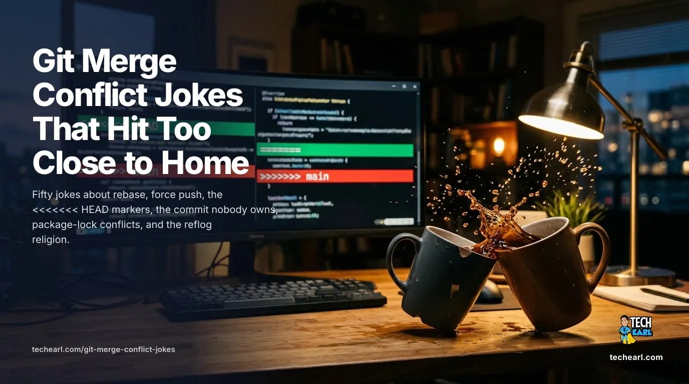 Git merge conflict jokes about rebase, force push, and the commit nobody owns