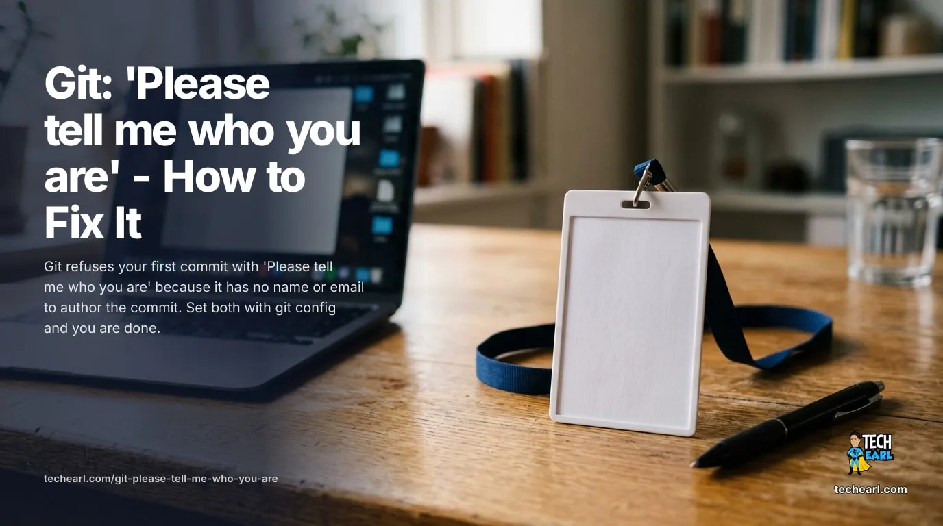Git: 'Please tell me who you are' - How to Fix It How to fix the Git 'Please tell me who you are' error by setting user.name and user.email with git config