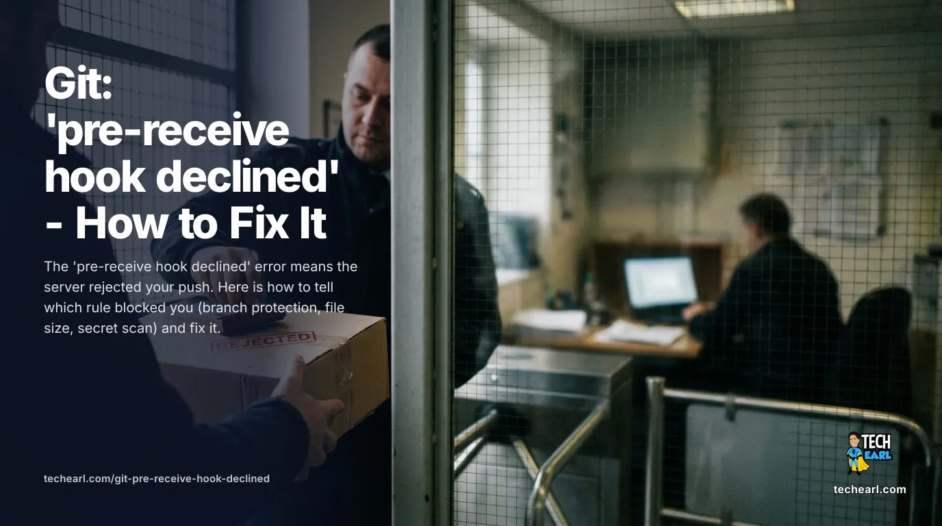 Git: 'pre-receive hook declined' - How to Fix It How to diagnose and fix the Git pre-receive hook declined error when a push is rejected by the server