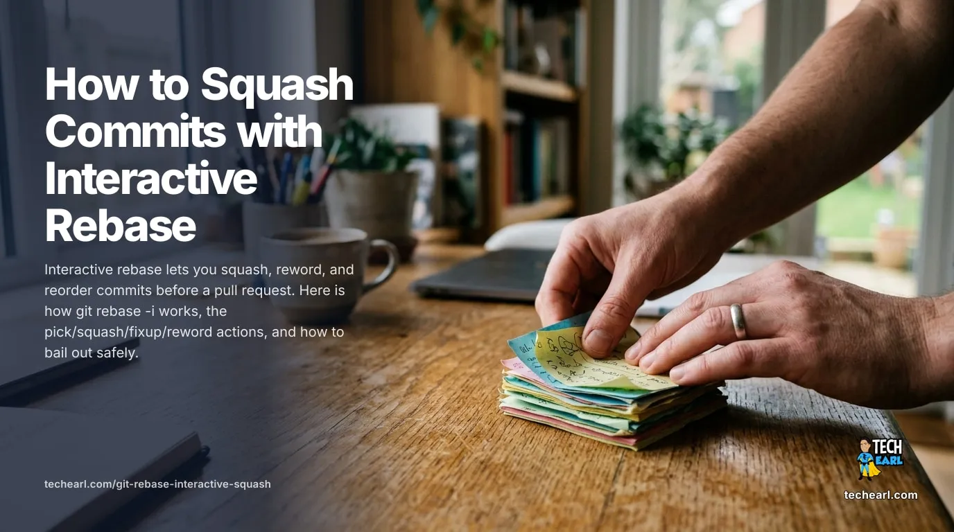 Squash commits with git interactive rebase: pick, squash, fixup, and reword a messy branch before a pull request