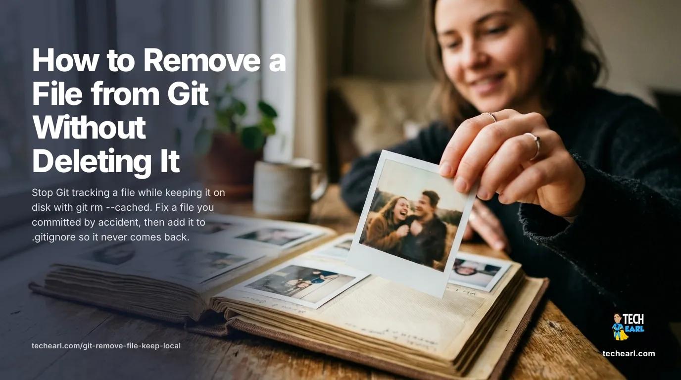 How to remove a file from Git without deleting it using git rm --cached to stop tracking the file while keeping it on disk, then ignoring it.