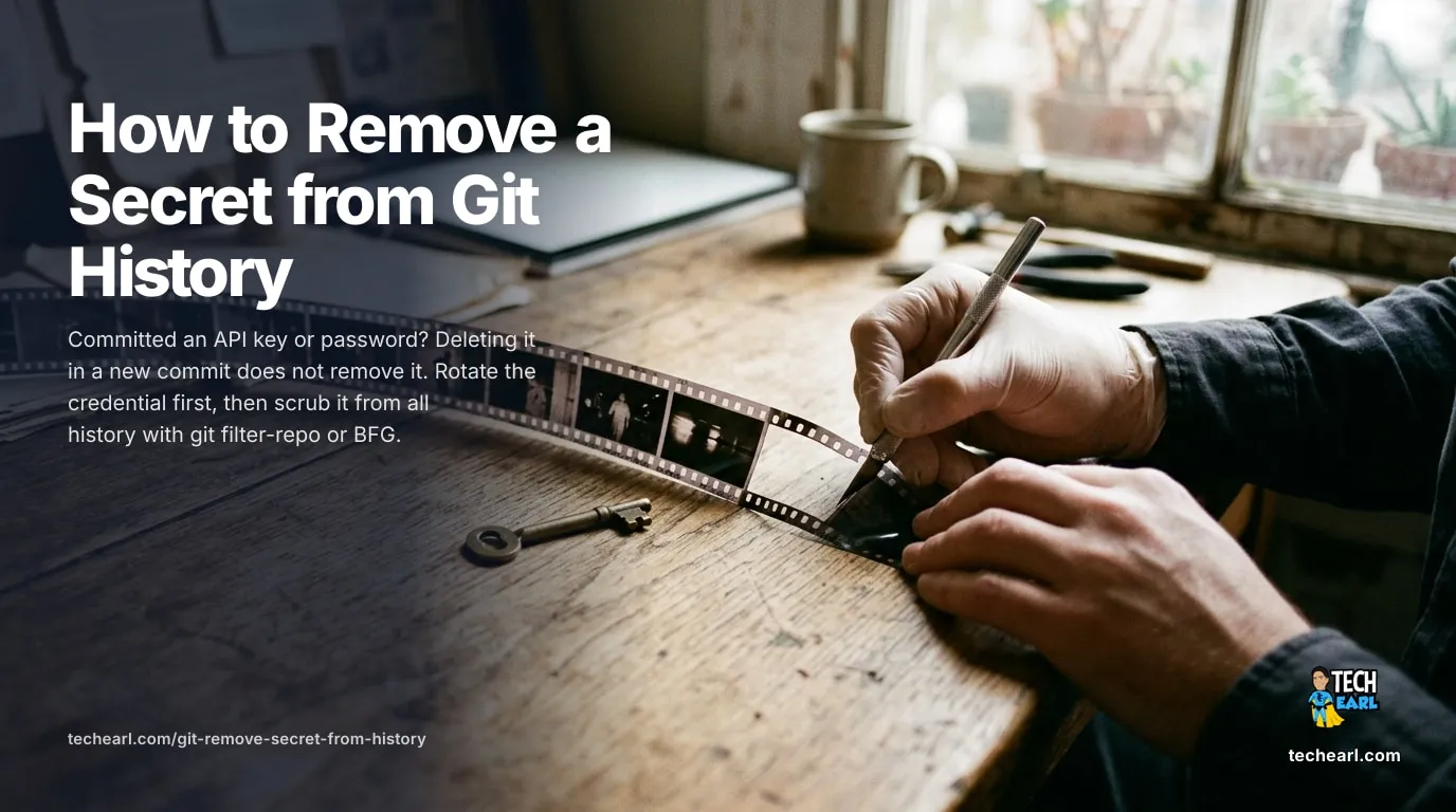 How to Remove a Secret from Git History How to remove a leaked secret like an API key or password from Git history using git filter-repo or BFG.