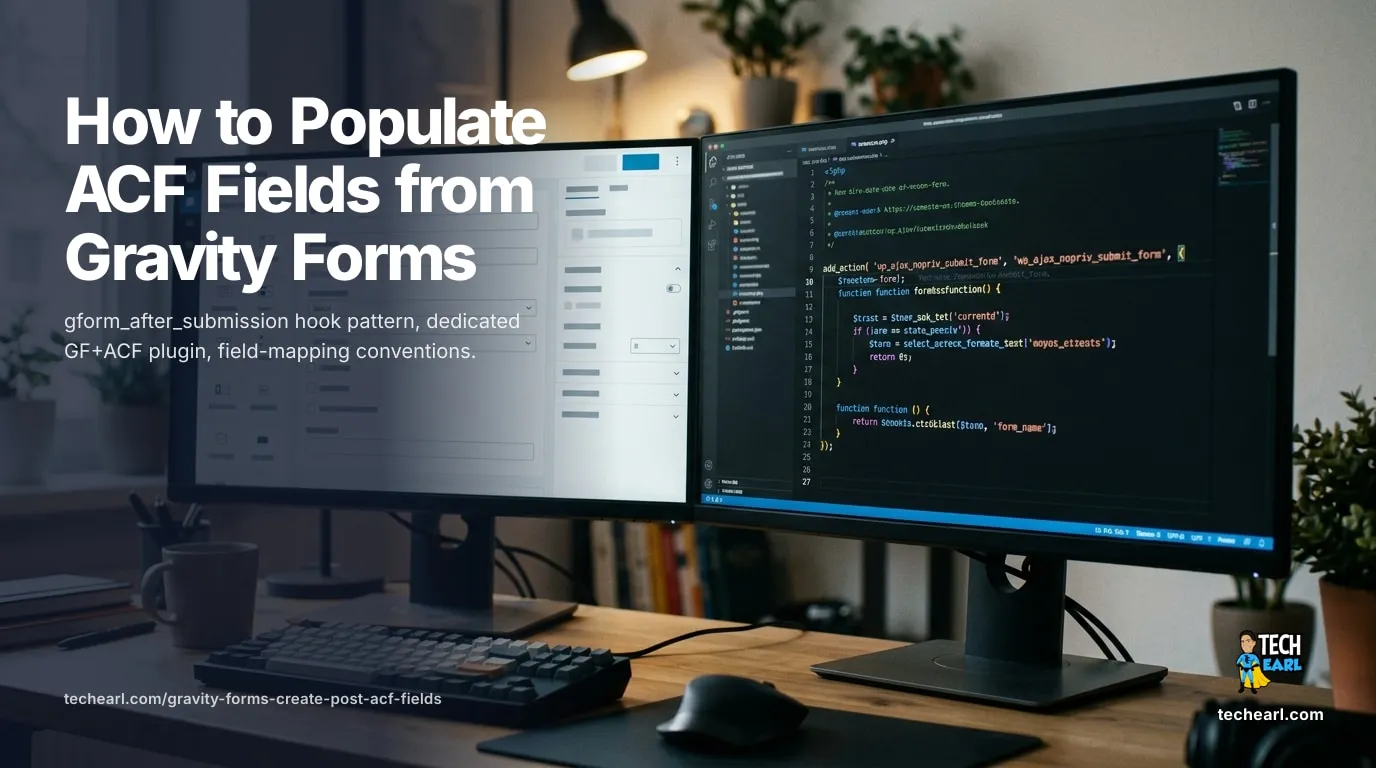 How to Populate ACF Fields from Gravity Forms (2026) Map Gravity Forms field submissions to ACF fields. gform_after_submission hook pattern, dedicated GF+ACF plugin, field-mapping conventions.