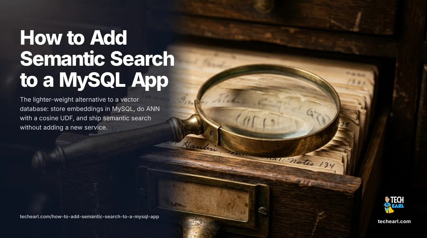 How to Add Semantic Search to a MySQL App Add semantic search to an existing MySQL app with MySQL 9's VECTOR type and embeddings from Voyage or OpenAI. Store, query, and rank without a separate vector DB.
