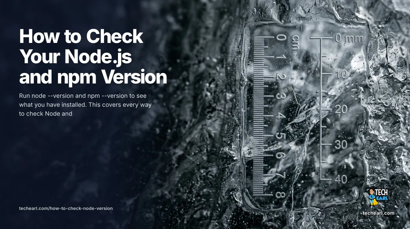 How to Check Your Node.js and npm Version Terminal output of node --version and npm --version showing the installed Node.js and npm release numbers on the command line