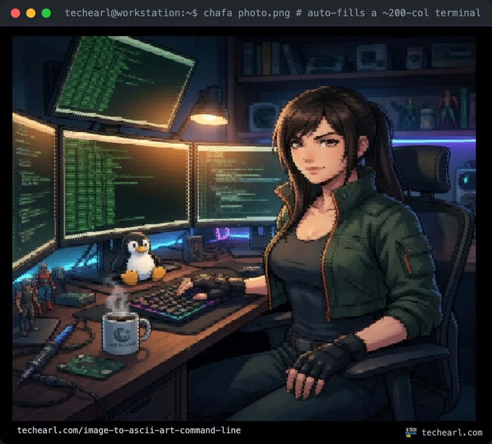 High-detail truecolor terminal rendering of the source image by chafa filling a wide modern terminal with Unicode block characters and 24-bit color