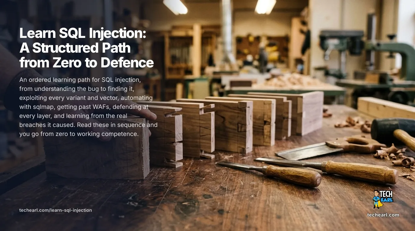 Learn SQL Injection: A Structured Path (Zero to Defence) An ordered SQL injection learning path: understand the bug, find it, exploit every variant and vector, automate with sqlmap, beat WAFs, and defend it.
