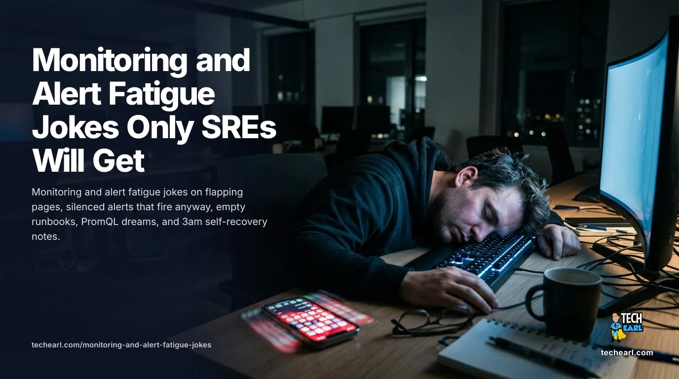 55 Monitoring and Alert Fatigue Jokes Only SREs Will Get Monitoring and alert fatigue humor for SREs: flapping pages, silenced alerts that fire anyway, empty runbooks, PromQL dreams, self-recovered incidents.