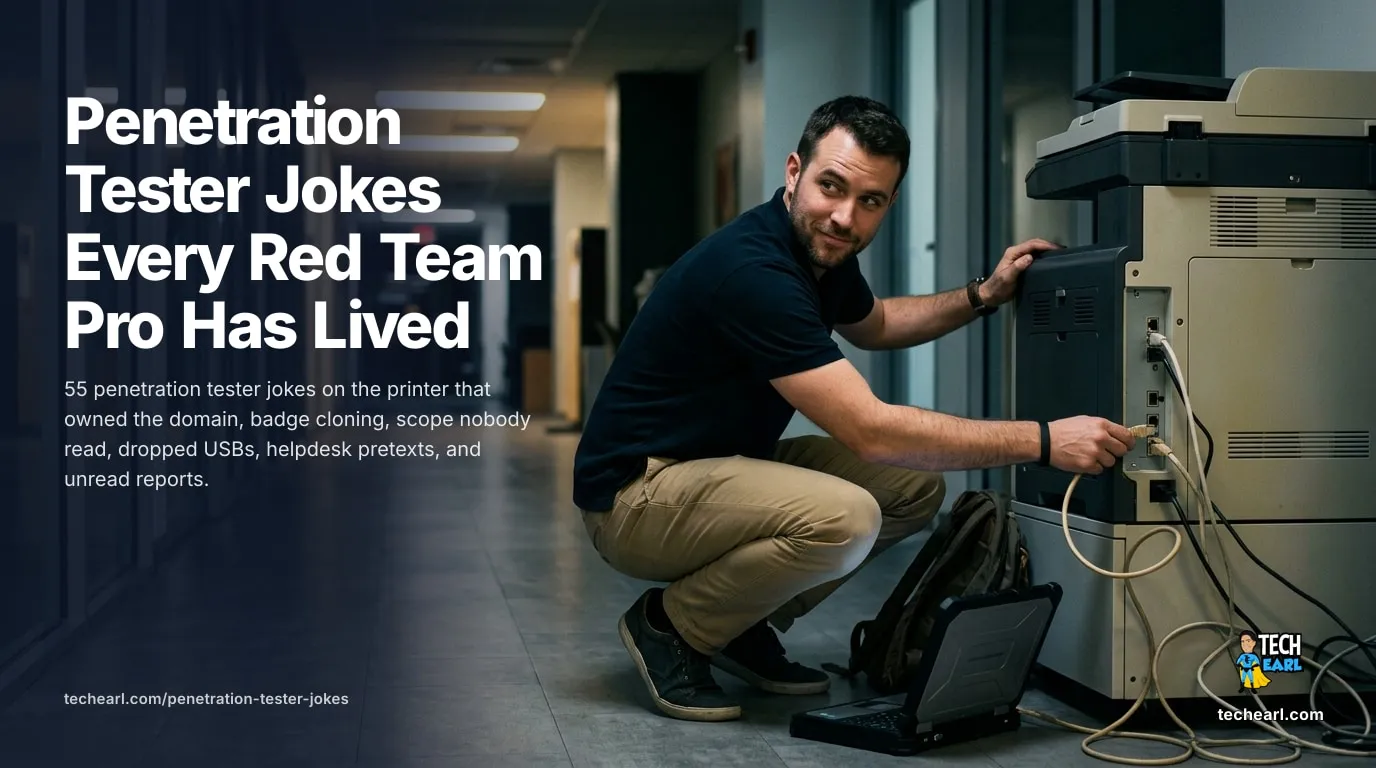 55 Penetration Tester Jokes Every Red Team Pro Has Lived 55 penetration tester jokes for red team pros on the printer that owned the domain, badge cloning, scope, dropped USBs, pretexts, and unread reports.