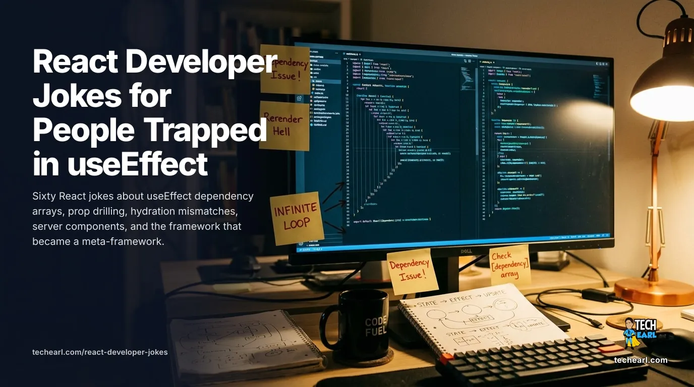 React developer jokes about useEffect, hooks, hydration, and Next.js