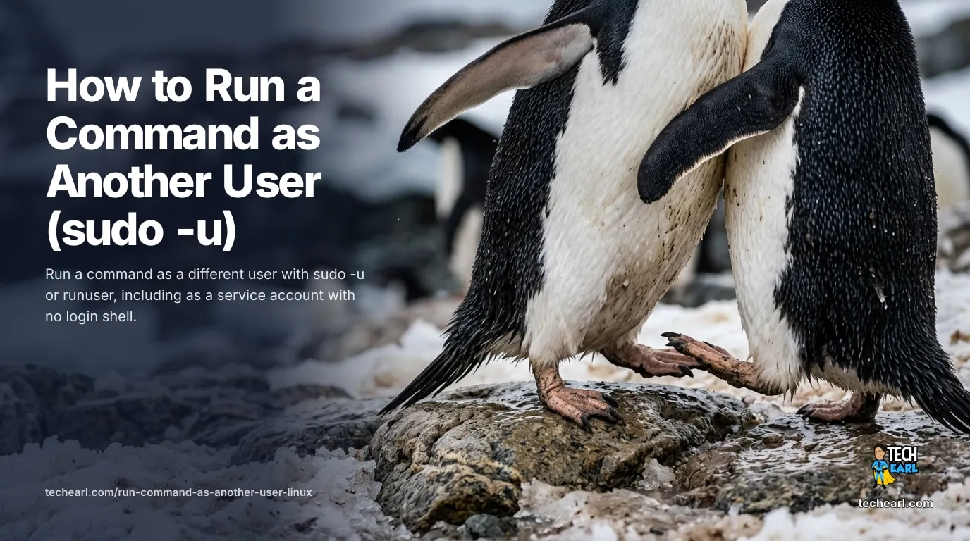Run a command as a different user with sudo -u or runuser, including as a service account with no login shell.