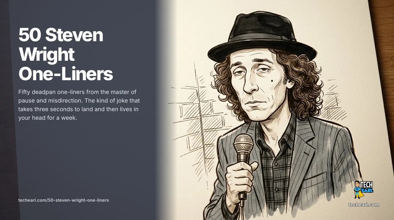 Steven Wright One-Liners: 50 of His Best Deadpan Jokes Fifty Steven Wright one-liners. The deadpan literal-reading patron saint, his Tonight Show debut, his Oscar-winning short film, and where to watch his stand-up in 2026.