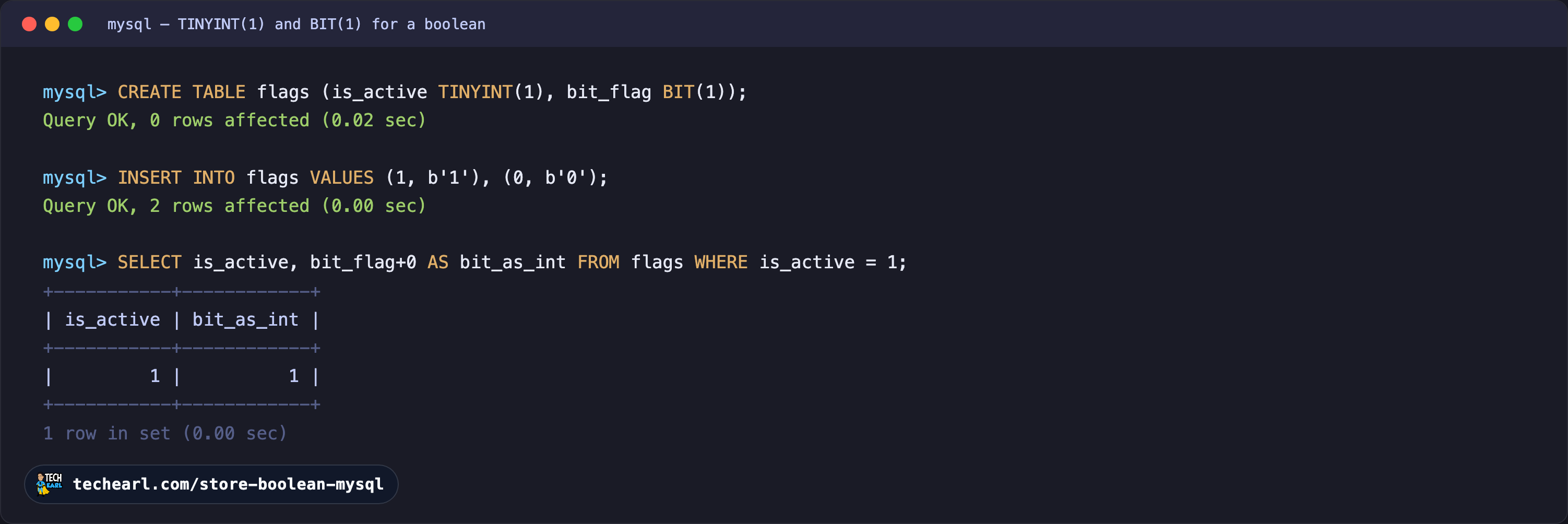 Store a Boolean in MySQL: TINYINT(1) vs BIT(1) (2026)