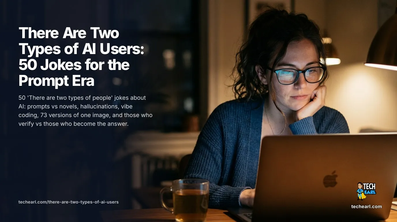 50 'There are two types of people' jokes about AI: prompts vs novels, hallucinations, vibe coding, 73 image versions, and verify vs become the answer.