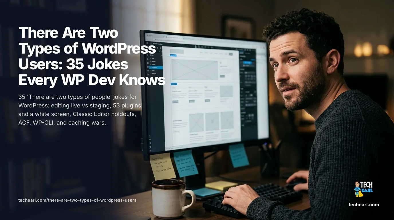 35 'two types of people' jokes for WordPress: editing live vs staging, 53 plugins and a white screen, Classic Editor holdouts, ACF, WP-CLI, and caching.