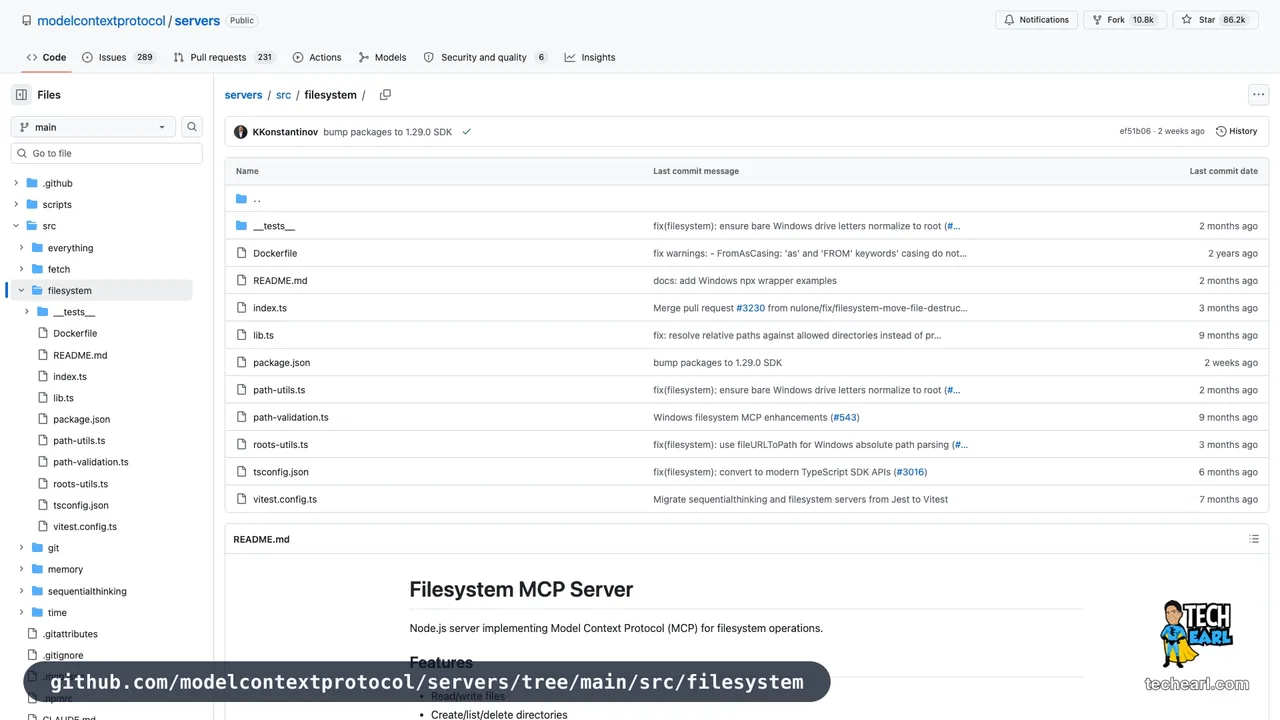 modelcontextprotocol/servers on GitHub — the official MCP servers monorepo, including the filesystem reference server