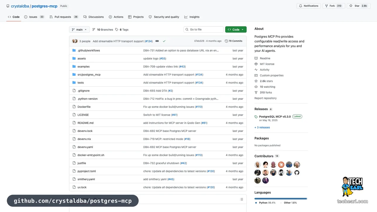crystaldba/postgres-mcp on GitHub — a maintained Postgres MCP server