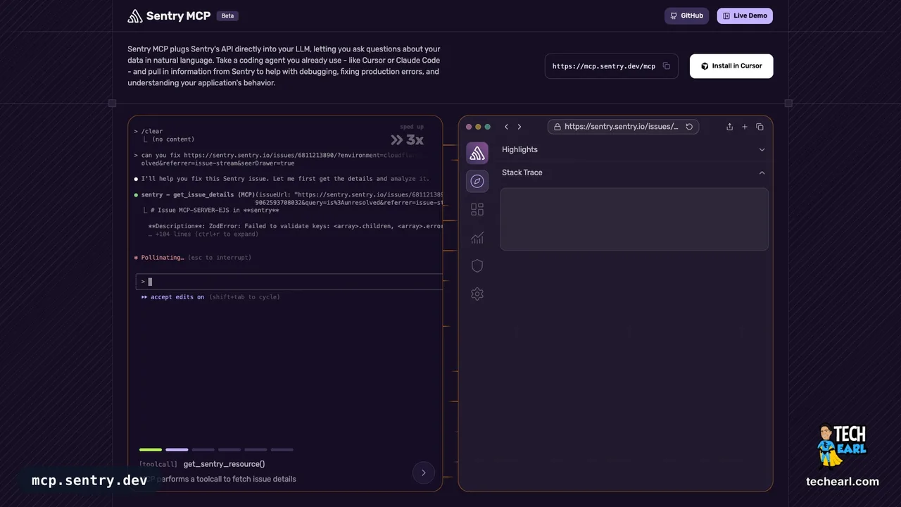 mcp.sentry.dev — Sentry's official hosted MCP server