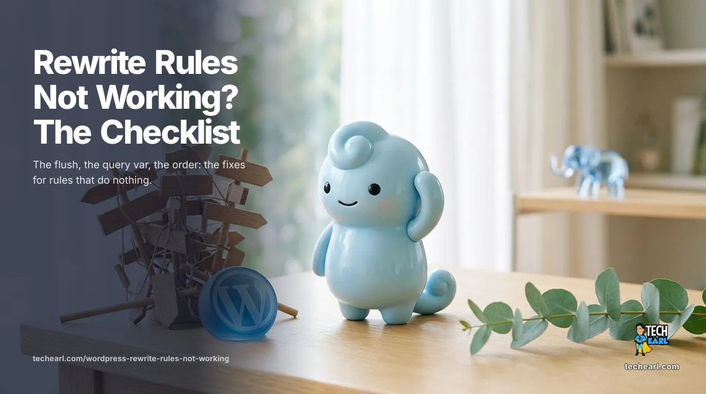 WordPress rewrite rules not working: a checklist covering the missing flush, an unregistered query var via the query_vars filter, rule order, and broken regex anchors, with wp rewrite list as the debugging tool.