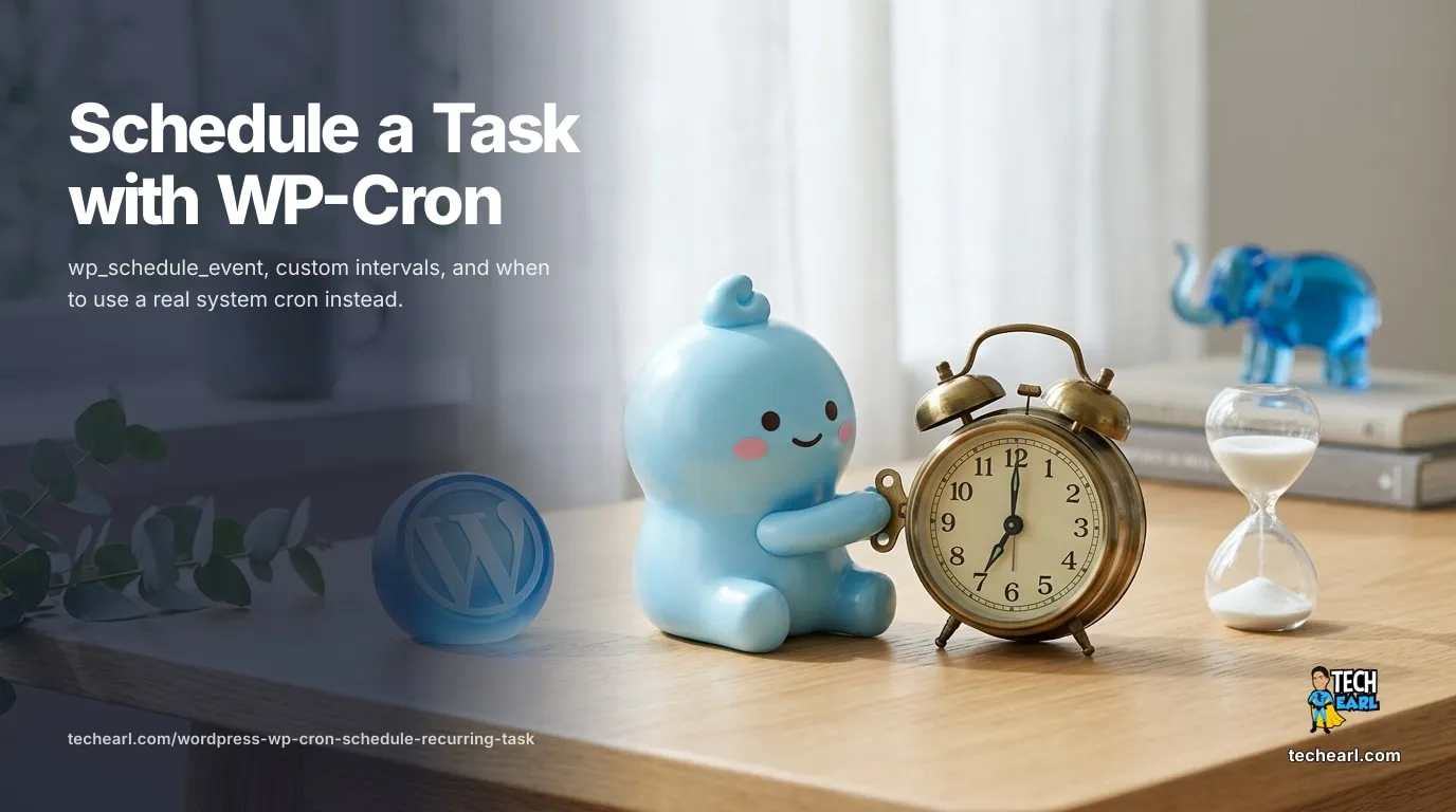 How to schedule a recurring task in WordPress: register the event with wp_schedule_event() guarded by wp_next_scheduled(), add a custom interval through the cron_schedules filter, and trigger it from a real system crontab when WP-Cron's request-driven model is not reliable enough.